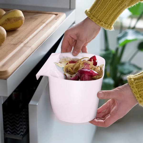 2 kökshängande papperskorgar - Vit Rosa 2-delat avfallsbehållarset