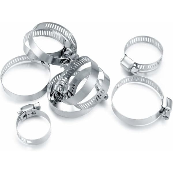 Justerbart slangeklemmesortiment i rustfrit stål 60 stk. 8-38 mm 7 størrelser til rør, slanger, kabler