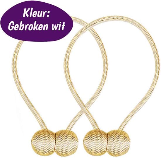 2-pakning magnetiske gardinholdere, off-white