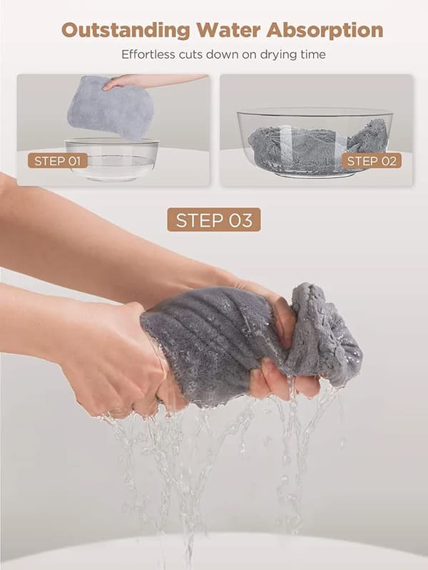 Hårhåndkle i mikrofiber, 3-pakning Microfiber Hair Drying