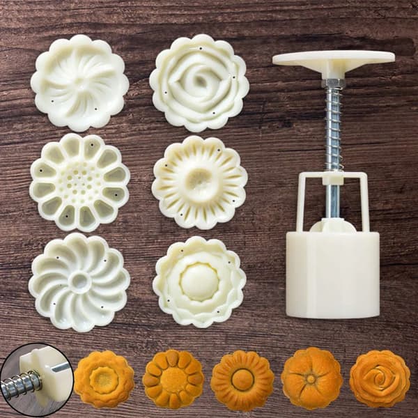 Månkakeformstämpelset 1 form plus 6 stämplar ABS Mid Autumn Cookie DIY