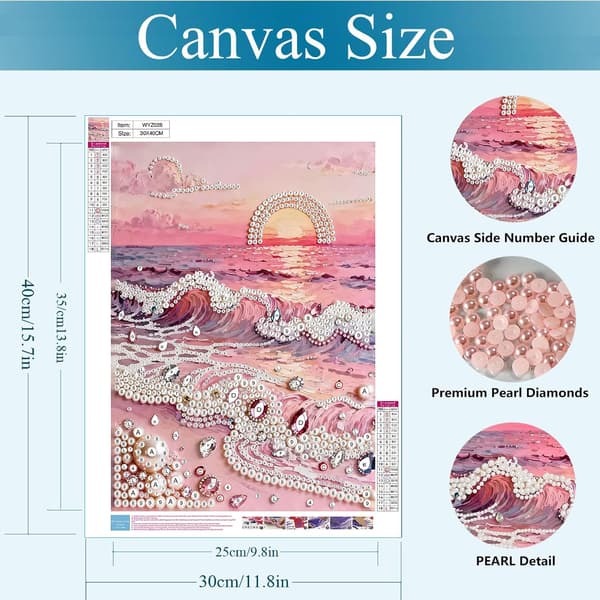 Beach Sunset Perle Diamond Art Sæt 12 x 16 tommer DIY-maleri til voksne Gemozaic 成人海滩珍珠艺术套装,珍珠钻石艺术,3