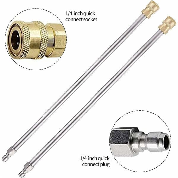 Högtryckstvätt förlängningsrör 2st Rostfritt stål 35cm 4000psi Förlängningsrör i rostfritt Förlängningsrör i rostfritt