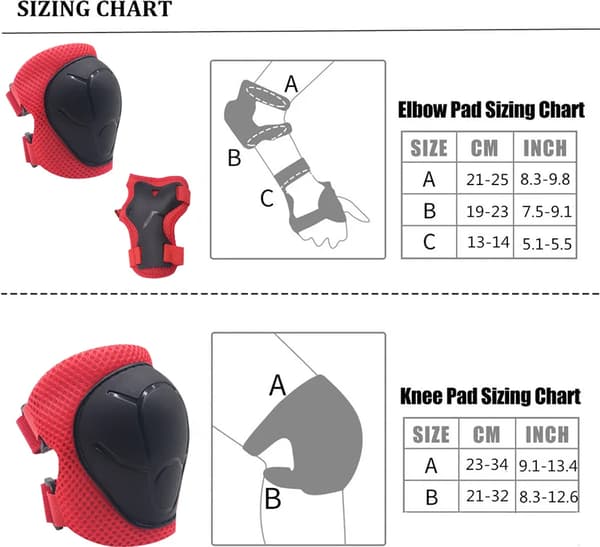 Barnskydd 6 delar Röd 2 Knä 2 Armbåge 2 Handled för Skateboard Scooter Cykel Inlines