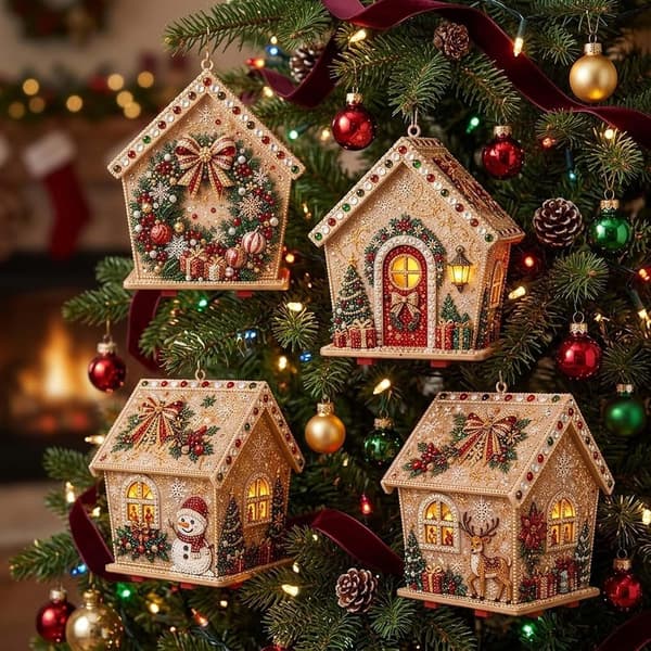 DIY 3D Diamantkunst Julehus Sæt Julepynt Håndværk til Voksne Pyrenk DIY 3D