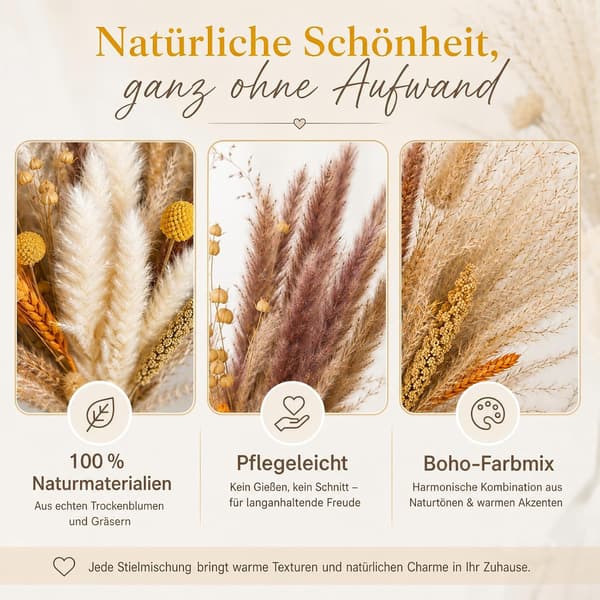Sosayet Tørrede Blomster Efterår, Pampasgræs til Efterårsdekoration, Naturlige Tørrede Blomster Boho Stil Sosayet Dried Flowers