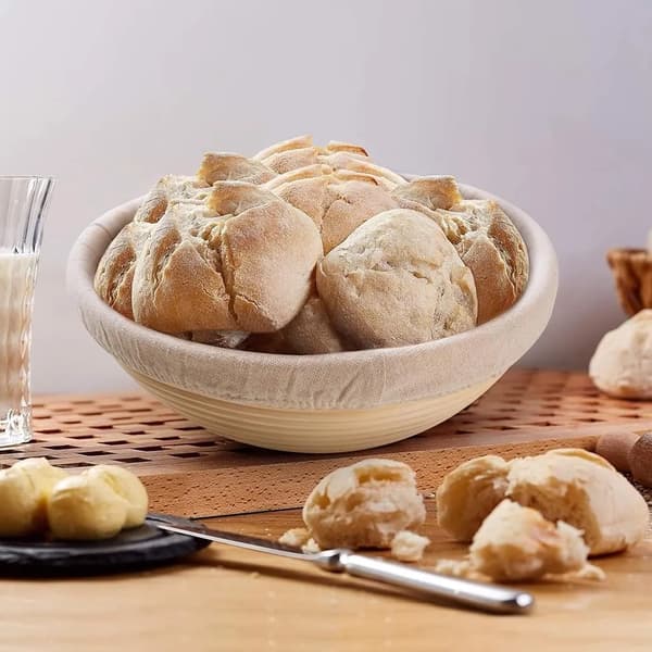 Rund hevekurv 25 cm med linstoff for ca. 0,9 kg deigbaking