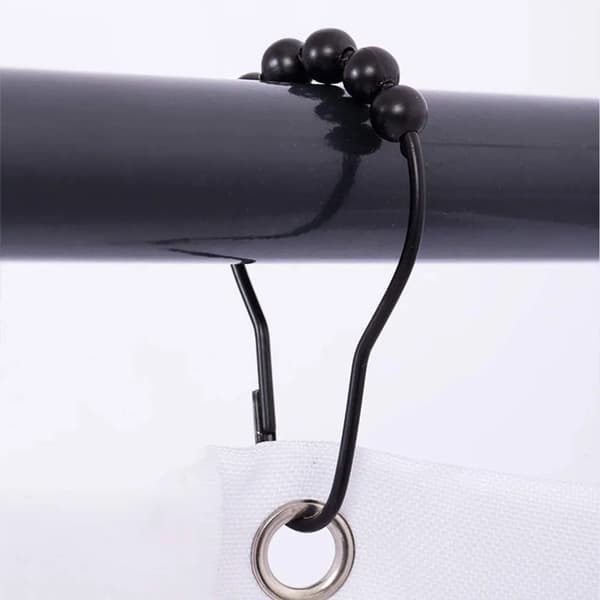 12 stk. dusjforhengringer i rustfritt stål med glidesystem, enkelkrok, 69x39mm