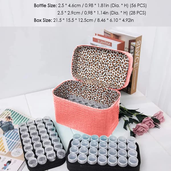 Diamantmaleri Organizer 84 Flasker Dobbel Glidelås Bæreveske PU Perle Oppbevaringspose