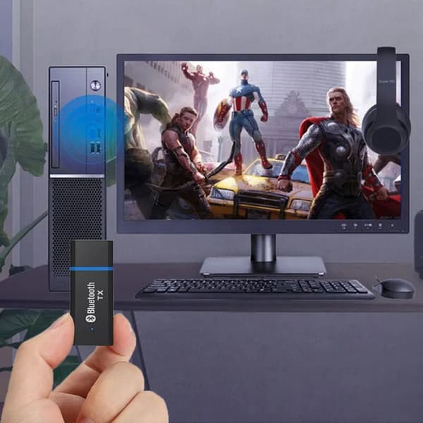 Bluetooth 5.0 trådløs adapter 3,5 mm AUX-kabel 2-i-1 sender mottaker for PC TV bil USB hodetelefoner TX Windows