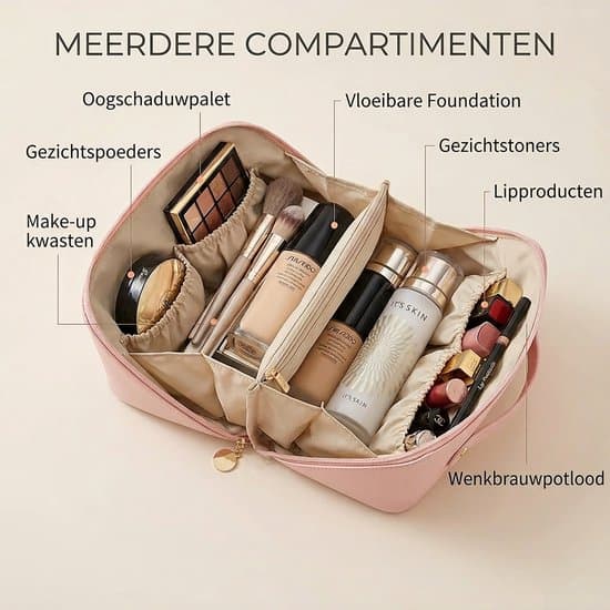 Luksus makeuptaske, sort, rejsearrangør med flere rum, kosmetiktaske, PU-læder Consumerce® Luxe Makeup
