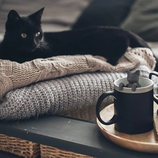 2-delat tesilset i silikon med kattform, tebollssil