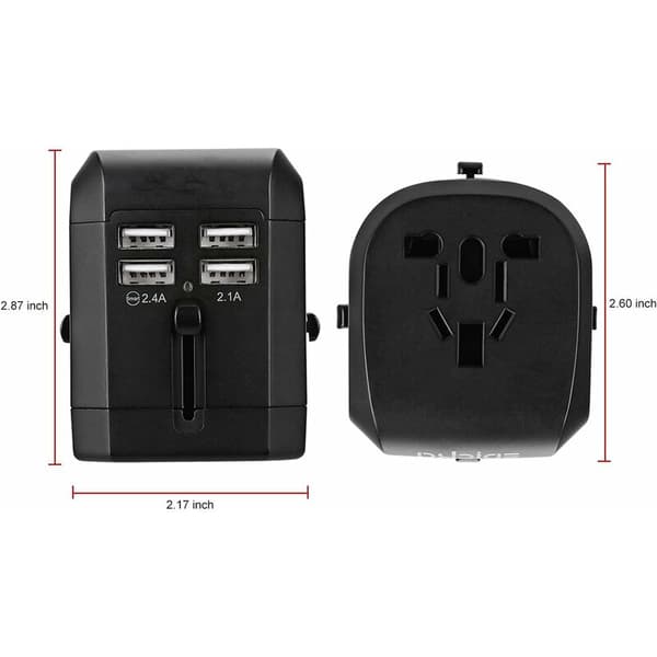 Universell reiseadapter 4 USB-porter 3.5A Multi-land plugg AC-uttak bærbar lader