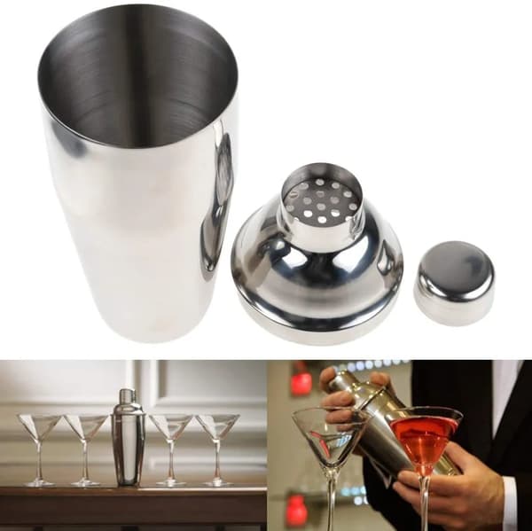 Cocktail Shaker Sæt, Professionelt Cocktail Barsæt i Rustfrit Stål Inkluderer 750 ml Shaker, Muddler, Blandeske, Dobbelt Jigger, Skænkeprop