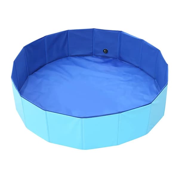 Sammenklappelig PVC Kæledyrspool Mellem 80×20cm Blå til Hund Kat Bad og Leg