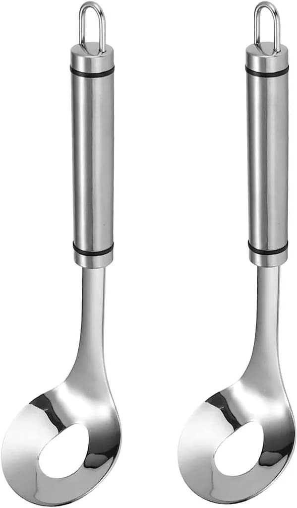 Köttbullsskopor i rostfritt stål 2-pack Non-Stick Perforerade 24x6.5cm Silver