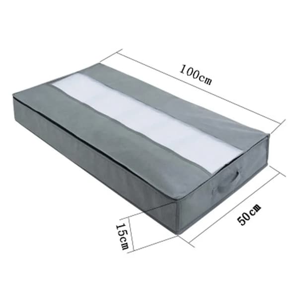 2 oppbevaringsposer under seng 3-sidig glidelås 100x50x15cm sammenleggbar dyneklær lysegrå