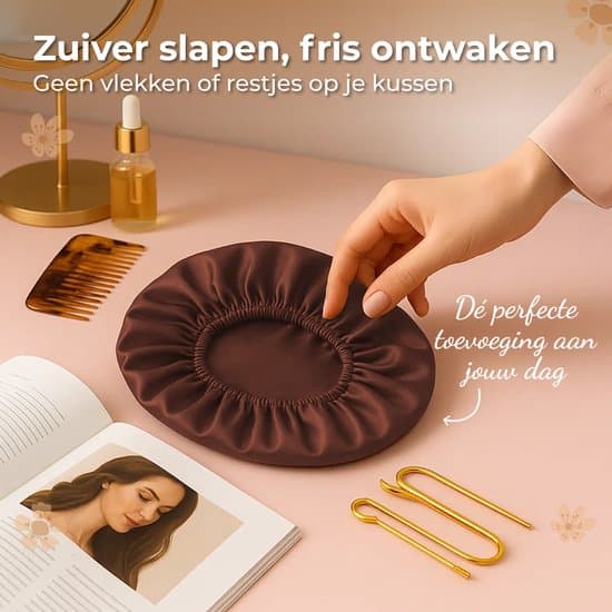 2-pakning brun sateng sovehette, justerbar, unisex, hårbeskyttelse