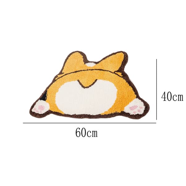 Sød bademåtte blød skridsikker absorberende mikrofiber Corgi Butt 40 x 60 cm badeværelse