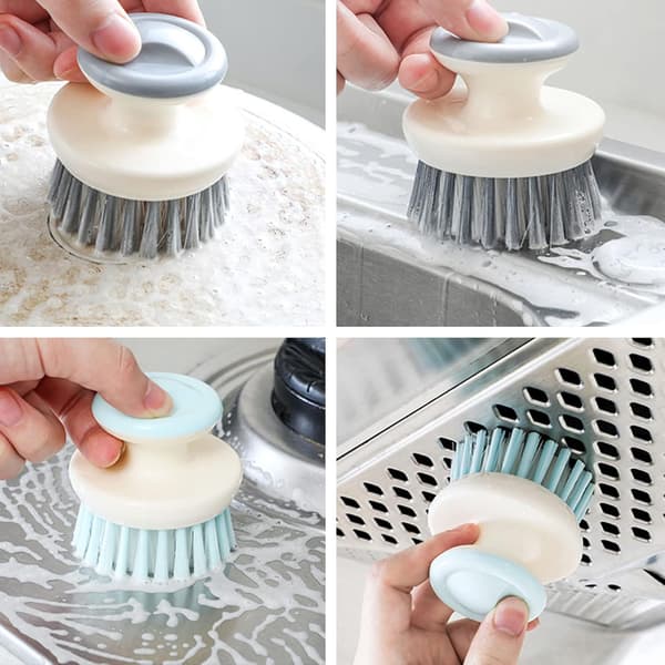 Håndflade opvaskebørster 2-pak, ergonomisk greb, stive nylonbørster til vask, gryder og pander Dish Scrub Brush,Ergonomic