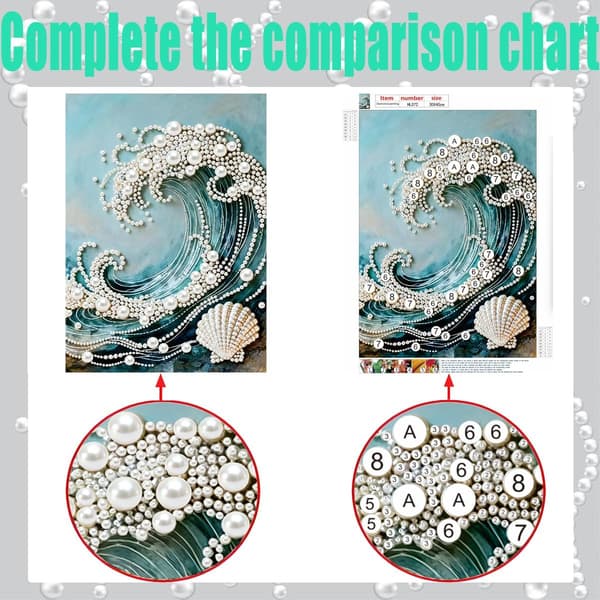 Wave Perle Diamond Art Sæt til Voksne 5D DIY Håndværk Vægdekoration 成人5D 钻石艺术珍珠绘画套件,DIY 波浪钻石艺术套件