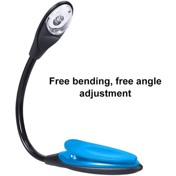 Blå Mini LED Klemme Leselys Blå Klemme Svart Svanehals Dråpehode Boklampe 1 Stk