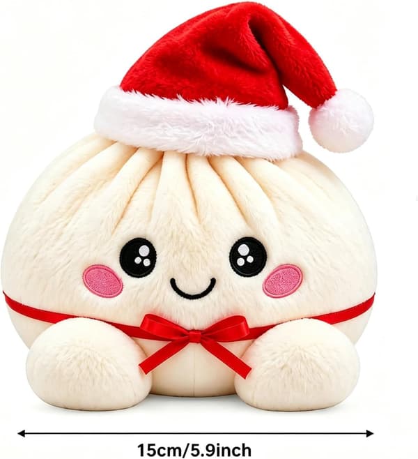 Store Dumpling Squishies, 6 tommer sød plys udstoppet Squishy med damper, stressaflastende legetøj Large