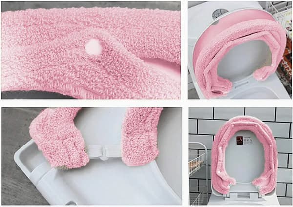 Tjock toalettsitsöverdrag i akryl, varm dyna, elastisk, universell, blå, rosa, lila, 1 st