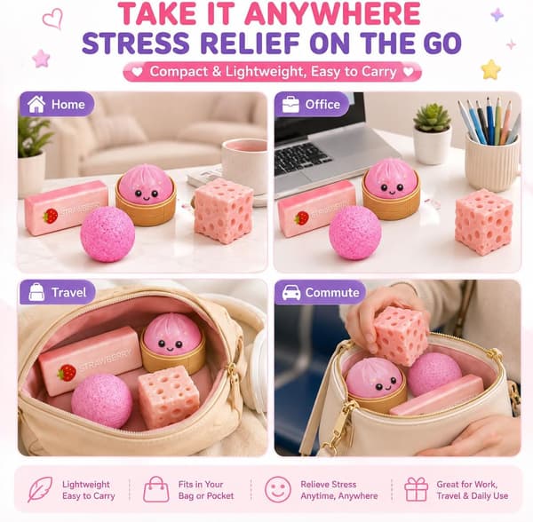Stressbolde: Effektive redskaber til stresslindring og afslapning 4 Pack Squishy