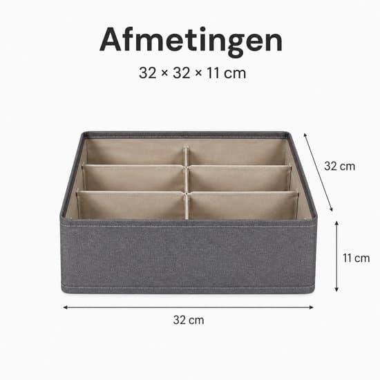 2-pakning BH-organisering 6 rom 32x32x11cm Grå