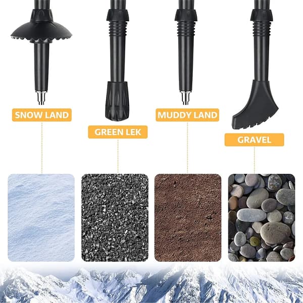 Nordic Walking Stave 2-pak Justerbar Sammenklappelig Aluminium Sort til Vandring i Alt Terræn