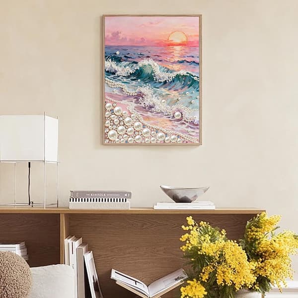 Wave Perle Diamond Art Sæt til Voksne 5D DIY Håndværk Vægdekoration 成人5D 钻石艺术珍珠绘画套件,DIY 波浪钻石艺术套件