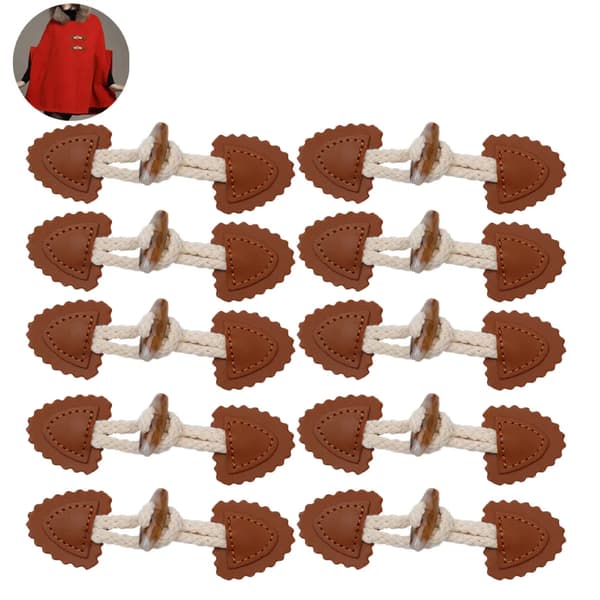 10 par lær-treknapper hvit 10 Pairs Leather