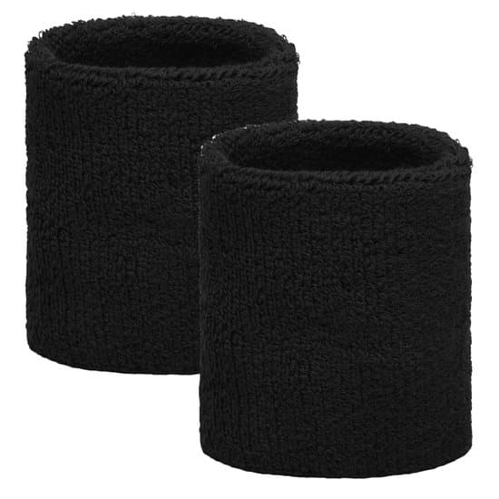 Svarta handledssvettband 2 stycken Zweetbandjes Pols 2