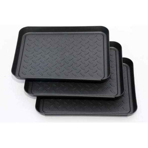 Plastik skobakke sort stabelbar 3-pak 35x27,5x3cm