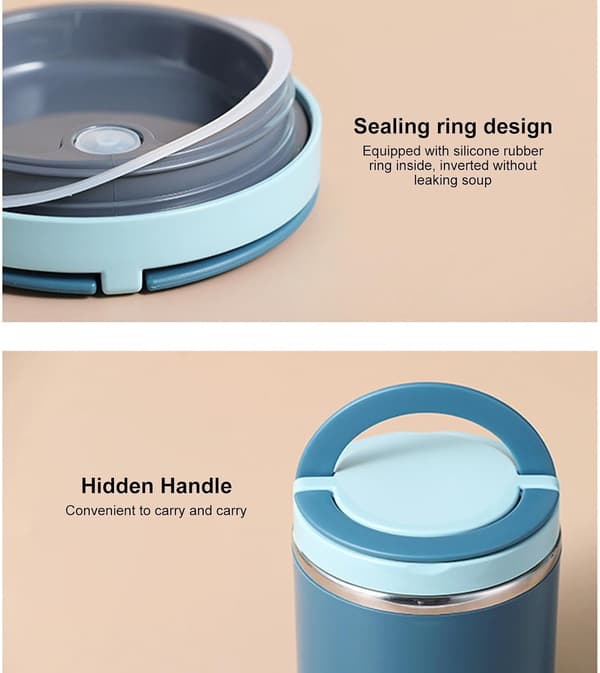 1 stk - Isolert matbeholder, 630 ml stor kapasitet suppebeholder i rustfritt stål blauw 1 stuk -