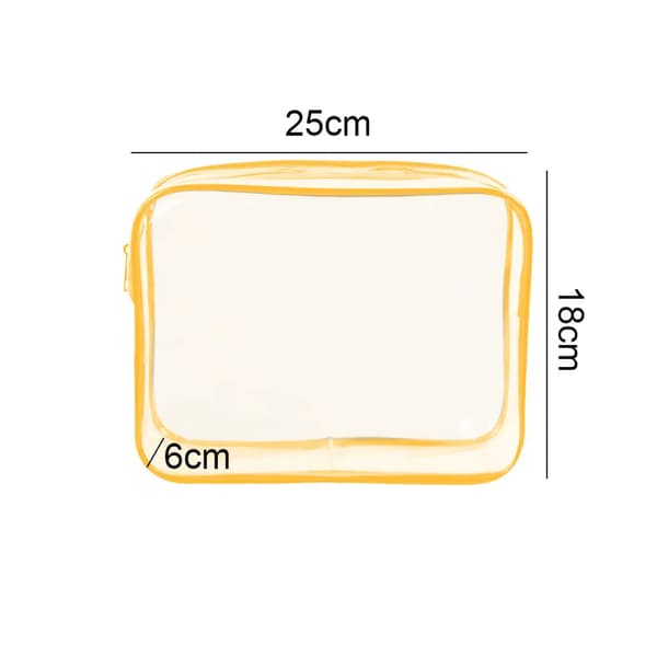 Genomskinliga sminkväskor 5-pack gul medium PVC vattentät dragkedja resetvättväska