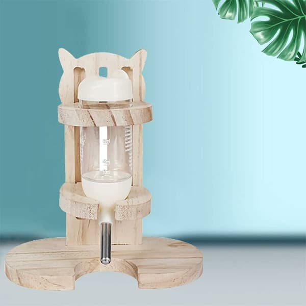Hamster automatisk vattenflaska 80 ml med träställ vertikal montering guldhamsterbur 1 st