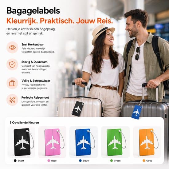 5-pack bagagebrickor i aluminium, hållbara namnskyltar, resetillbehör, silver/metall BOTC Kofferlabels -