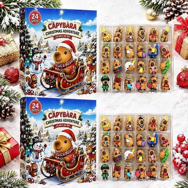 2026 Capybara Julekalender, 24-dagers Mini Capybara Samlefigurer Mini