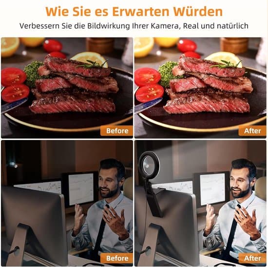 5\" Videokonference Lys - 3 Farvetemperaturer - 5 Lysstyrkeniveauer - 360° Drejelig Lzwintrading - Ringlight