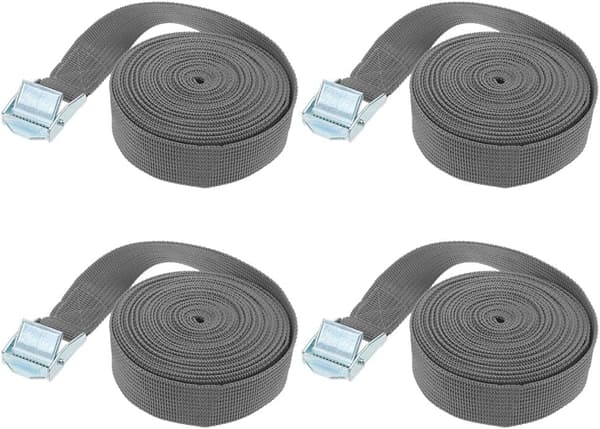 4 stk. – Stropper, 2m x 2,5cm stropper, spenne lastestropper, egnet for motorsykkel-, bil-, sykkelholdere grijs