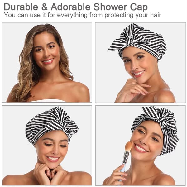 Sort Dobbeltlags Sommerfugleknude Vandtæt Badehætte 1 pcs