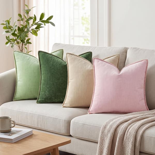 Mjuka Chenille Kuddfodral 18x18, 2-pack, Skogsgrön Set of 2