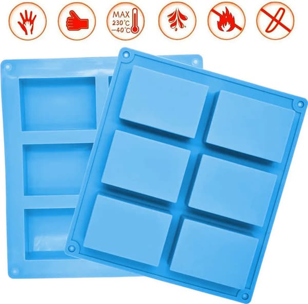 Silikone rektangulær sæbeform 6 hulrum DIY silikoneform til bagning af kage, chokolade, småkager, isterninger, håndlavet