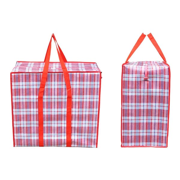 Lynlås opbevaringspose 70x70x30cm Sammenfoldelig PP-vævet flyttetaske Vasketøjsbærer Rød