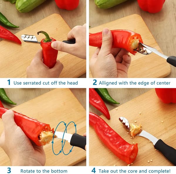 Peberfrugtudkerner i rustfrit stål, 2 stk. Stainless Pepper Corer