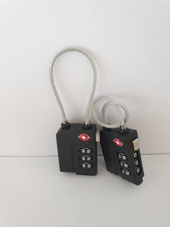 2-pack TSA-kabellås, 3-siffrig kombination, svart, 12 cm stålkabel