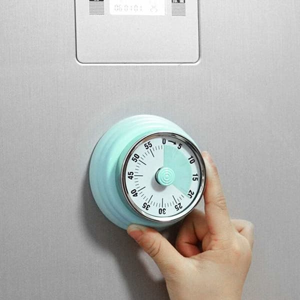 Retro Magnetisk Mekanisk Kökstimer Metallhölje 60-Min Nedräkning Kylskåpsmontering Grön