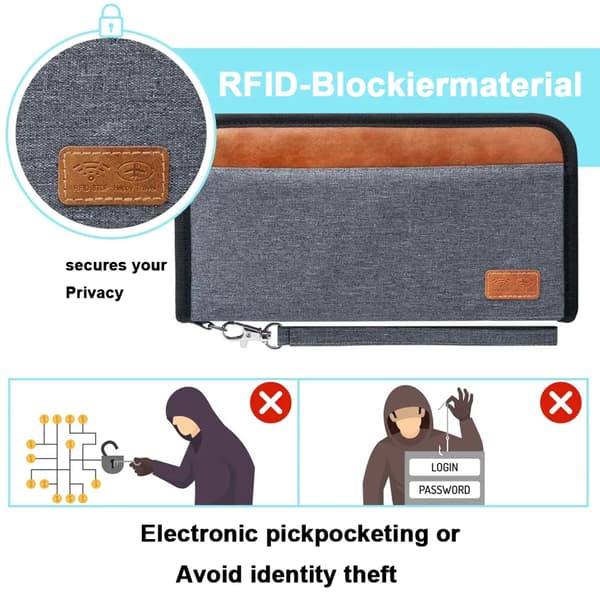 Rejsepaspose RFID-blokerende rejsearrangør, bærbar pasmappe ID-korttaske til kvinder og mænd